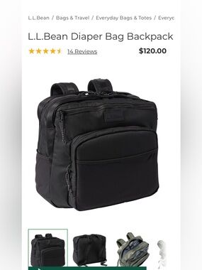 L.L. Bean Black Large Diaper Backpack - Must have!